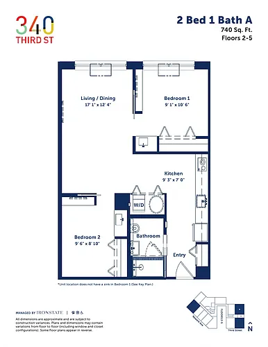 Floor plan 2 Bed 1 Bath A