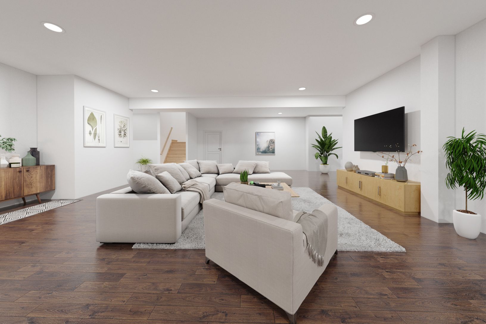 Virtual Staged Finished Basement