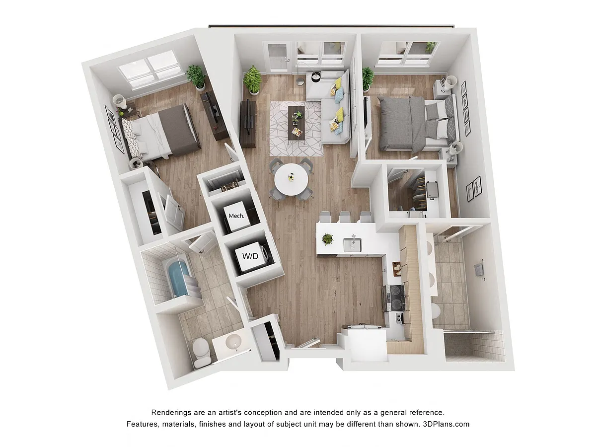 Floor plan Avenue G | 2 Bed/2 Bath-BW-04.1