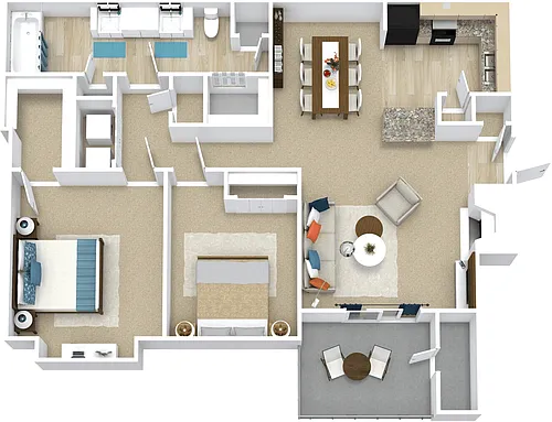 Floor plan 2 Bed, 1 Bath B
