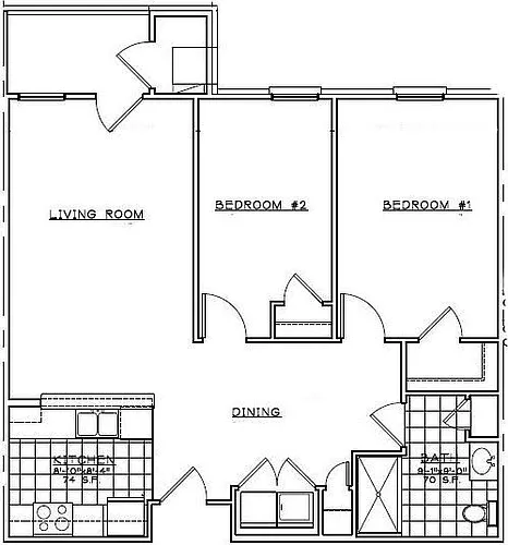 Floor plan 2 Bdrm A