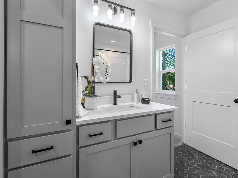 Plenty of storage for master bathroom.