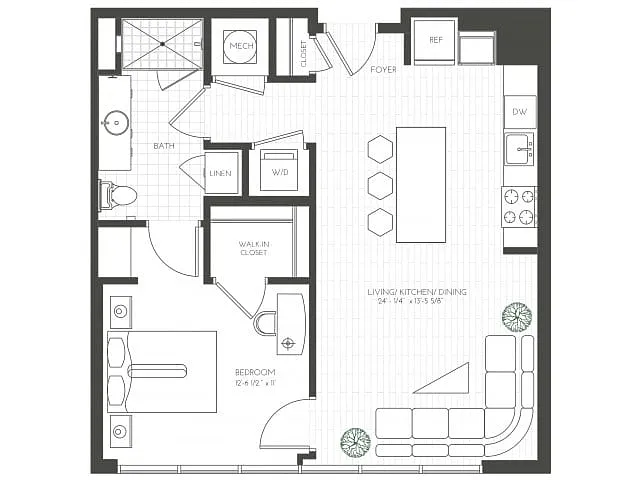 Floor plan One Bedroom Suite