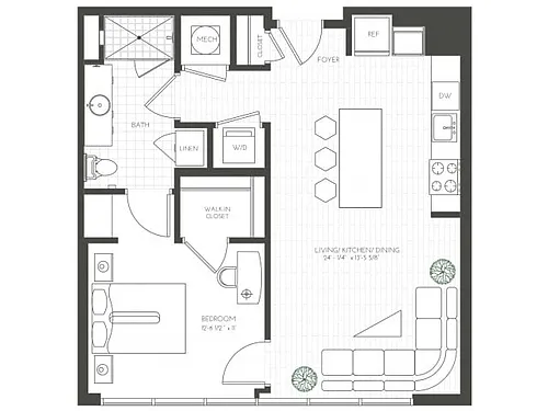 Floor plan One Bedroom Suite