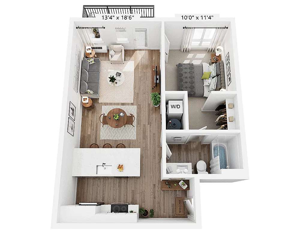 Floor plan One Bedroom - A1C