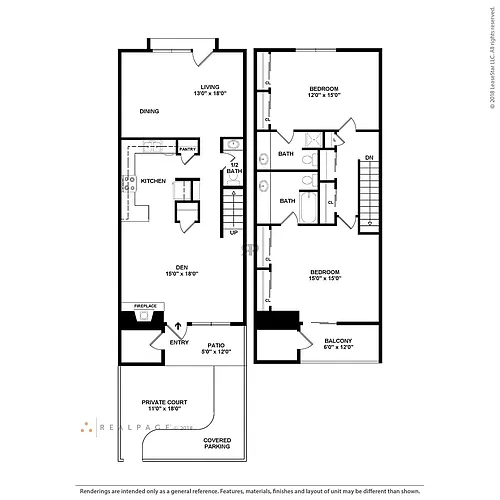Floor plan B2 - Two Bedroom Townhome