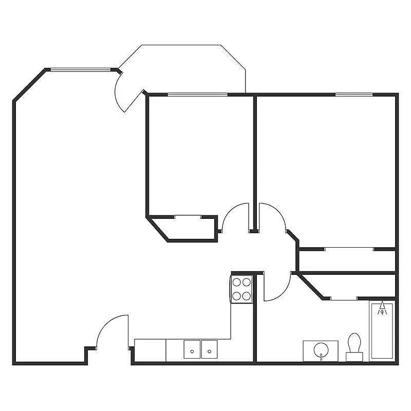 Floor plan 2 BED 1 BATH
