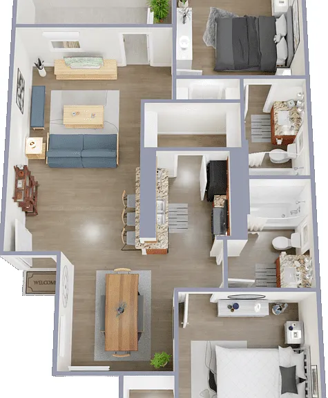 2 Bed Standard Floorplan Diagram
