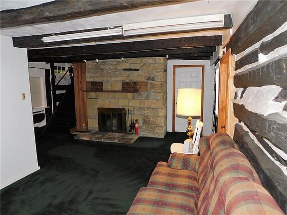 It's nice and warm by the stone fireplace