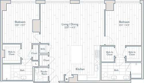 Floor plan 2 Bed/2.5 Bath-E27-2