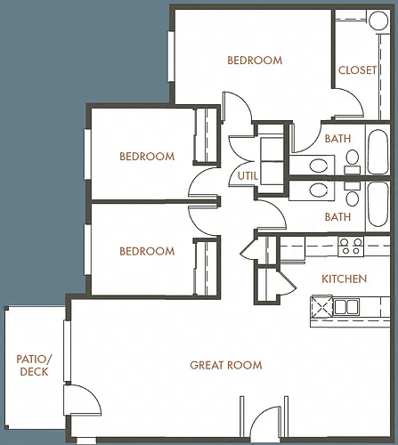 Floor plan 3B 2B Plan A