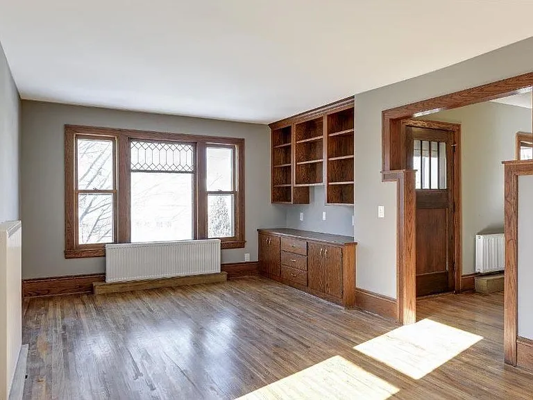 Living room with built-in shelving