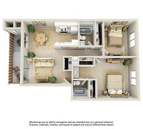 Floor plan 2 Bedroom 2 Bath