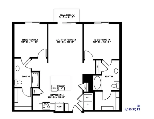 Floor plan 2 Bed/2 Bath