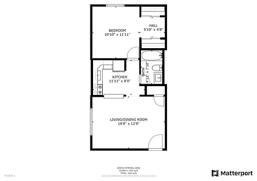 Floor plan 1 Bed 1 Bath