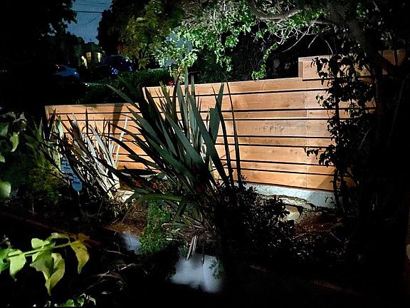 New uplit driveway fencing/ garden_