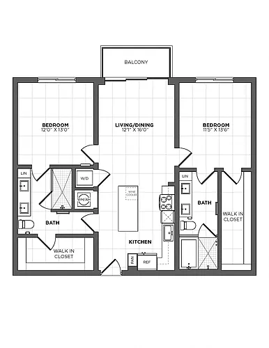 Floor plan 2 Bed/2 Bath -B-2