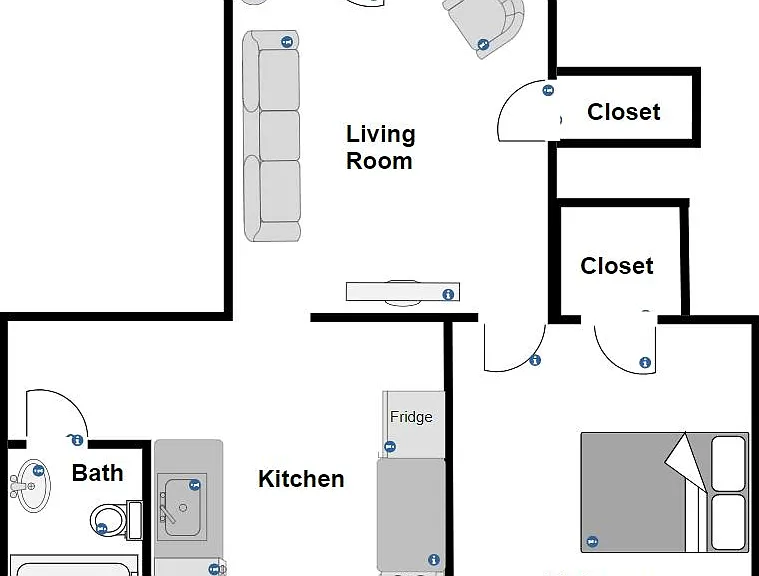 Two oversized closets with built in shelving provide a significant amount of storage.