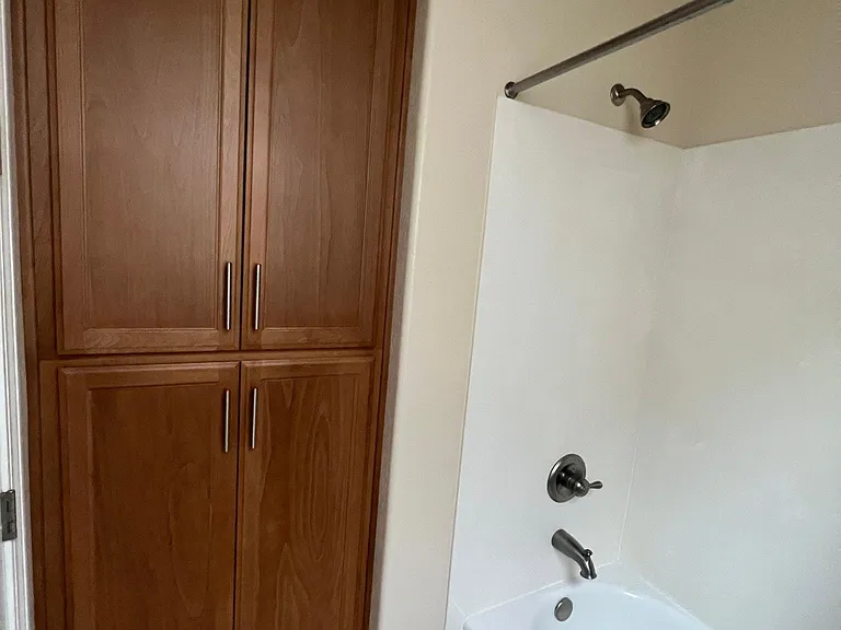 Guest bath with extra cabinet storage