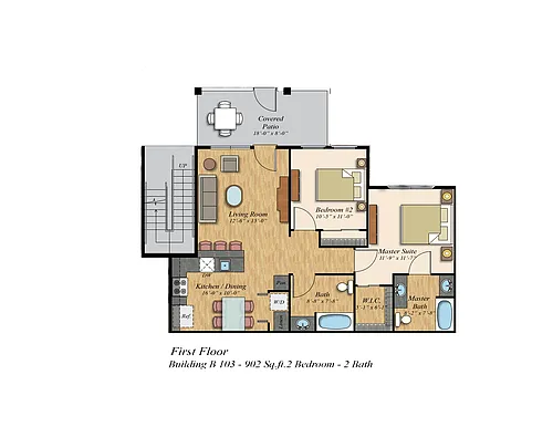 Floor plan 2X2 - 1B