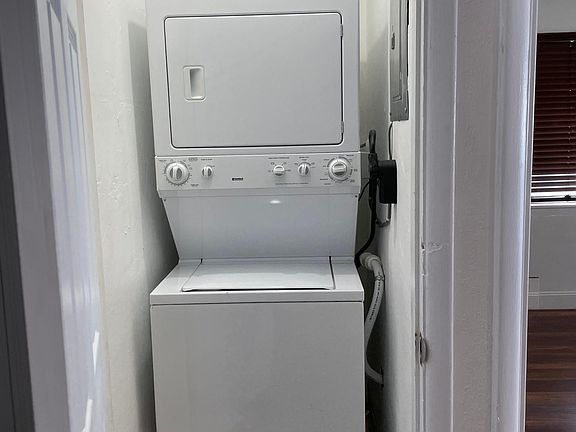 Personal washer and dryer with electric panel and electric water heater. In it_s own closet. Out of sight when not in use.
