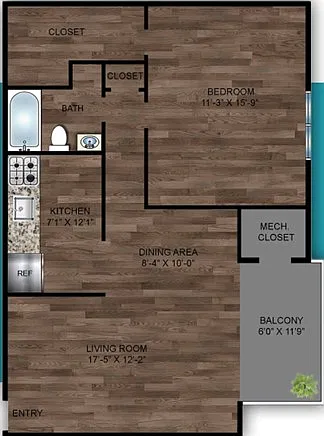 Floor plan A2-1BD/1BA