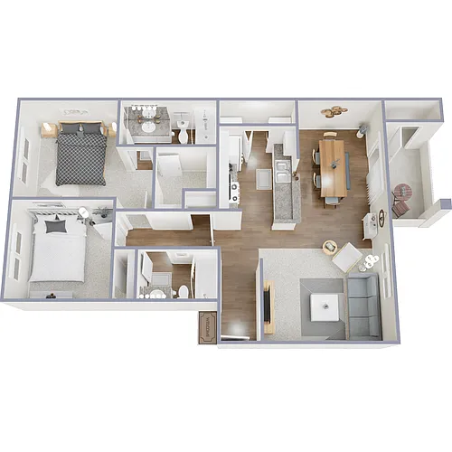 Floor plan 2D Two Bedroom Casitas