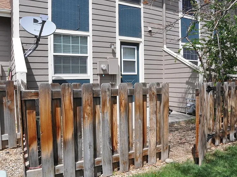 back door and fenced in patio