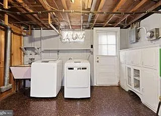 Laundry, utility room with walk out to the back yard