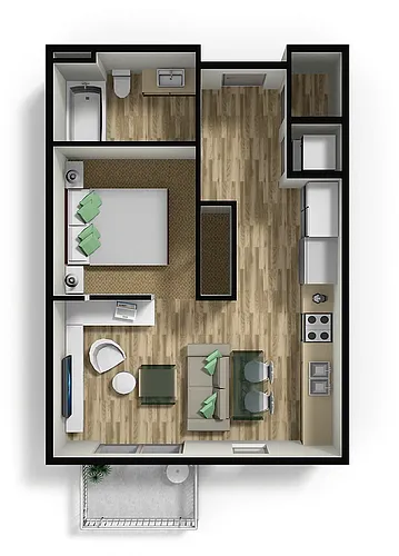 Floor plan Junior 1 Bedroom