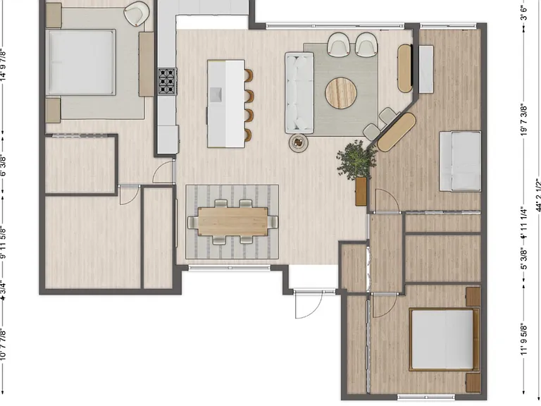 Remodeled floorplan. Open concept living/dining/kitchen. Expanded third bedroom with office.