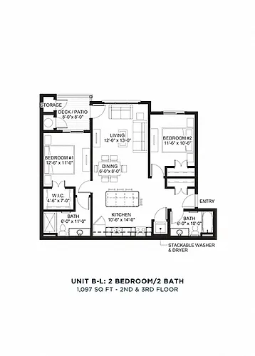 Floor plan Two Bedroom - B-L