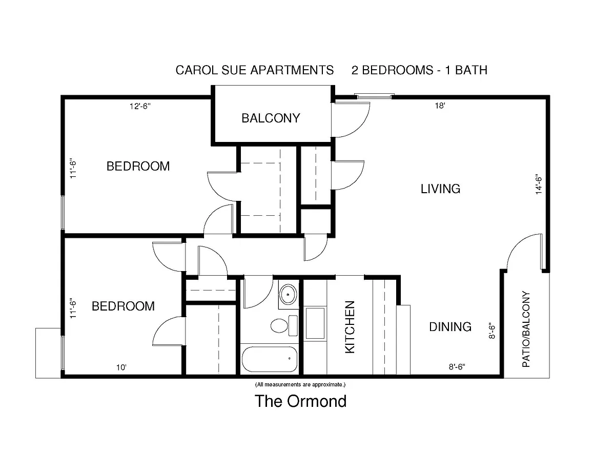 Floor plan Two Bedroom Ormond - Call for Availability