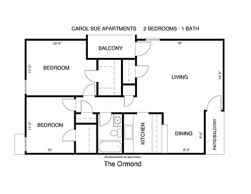 Floor plan Two Bedroom Ormond - Call for Availability