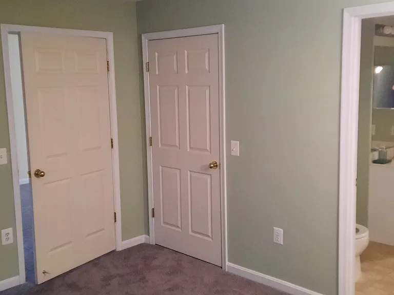 Guest bedroom, leads into living room, and Guest bathroom. Guest closet as well.