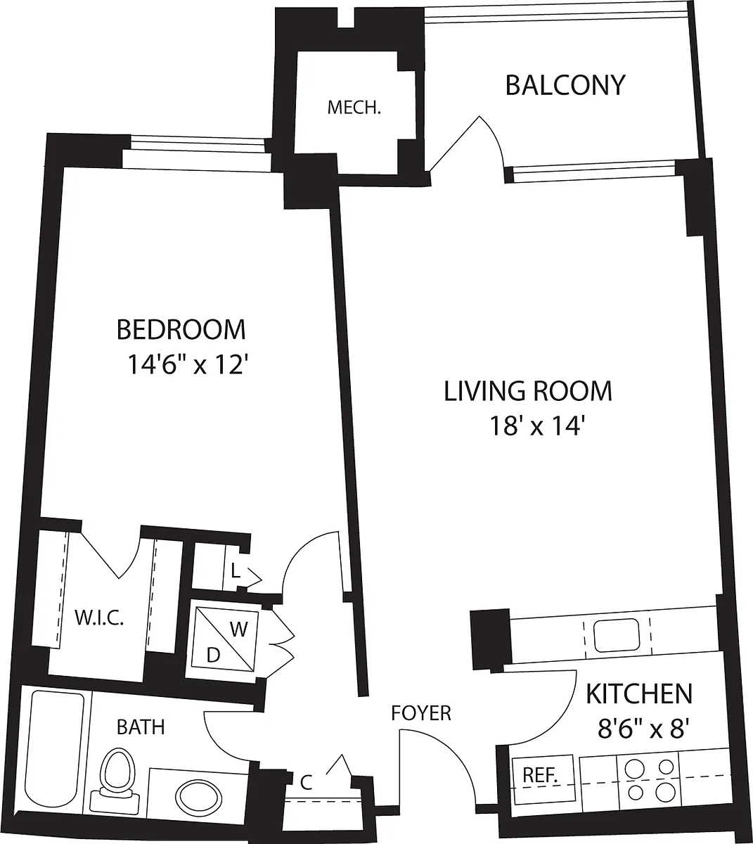 Floor plan 1 Bedroom G