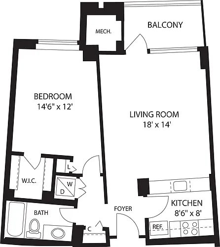 Floor plan 1 Bedroom G