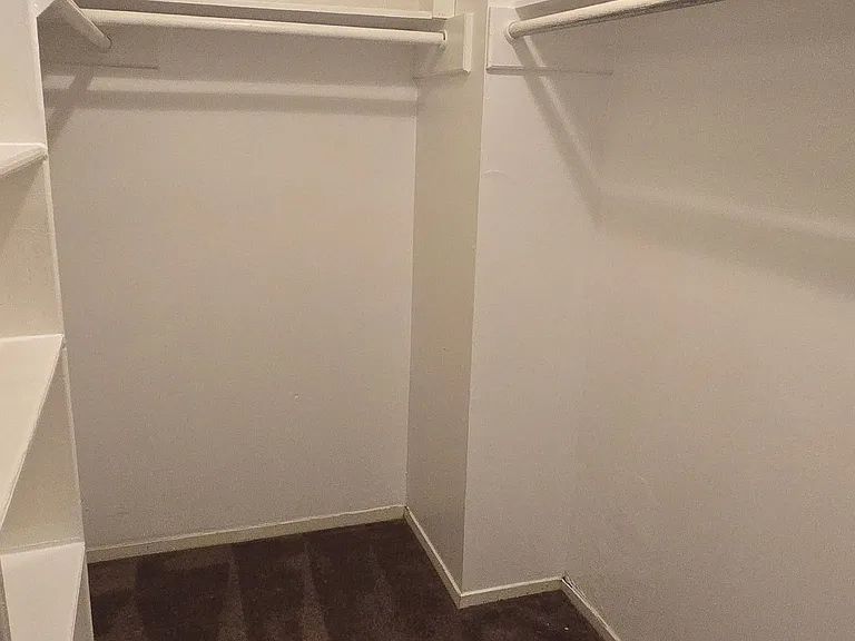 big closet with built-in shelves