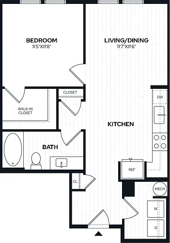 Floor plan 1 Bed/1 Bath-AS1
