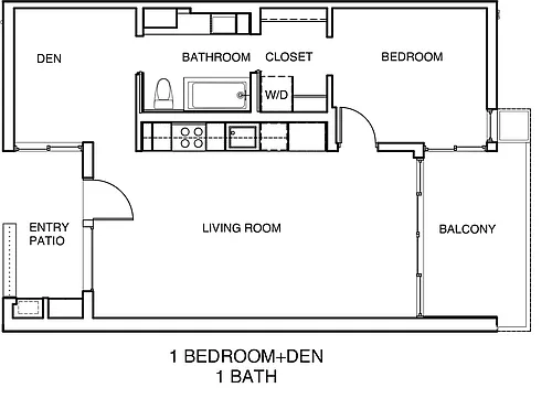 Floor plan 1 Bed 1 Bath plus Office A1
