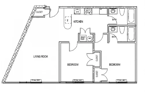 Floor plan 2 Bedrooms, 2 Bathrooms