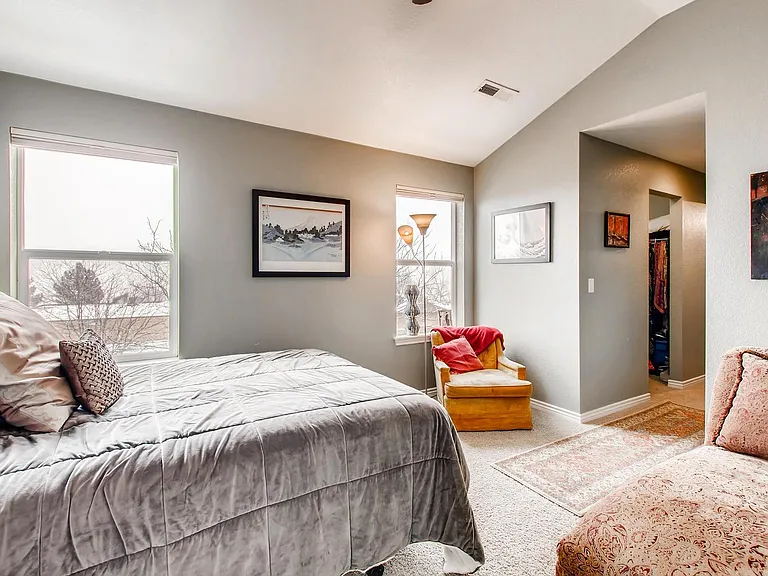 3rd Bedroom with vaulted ceiling facing east for views of sunrise