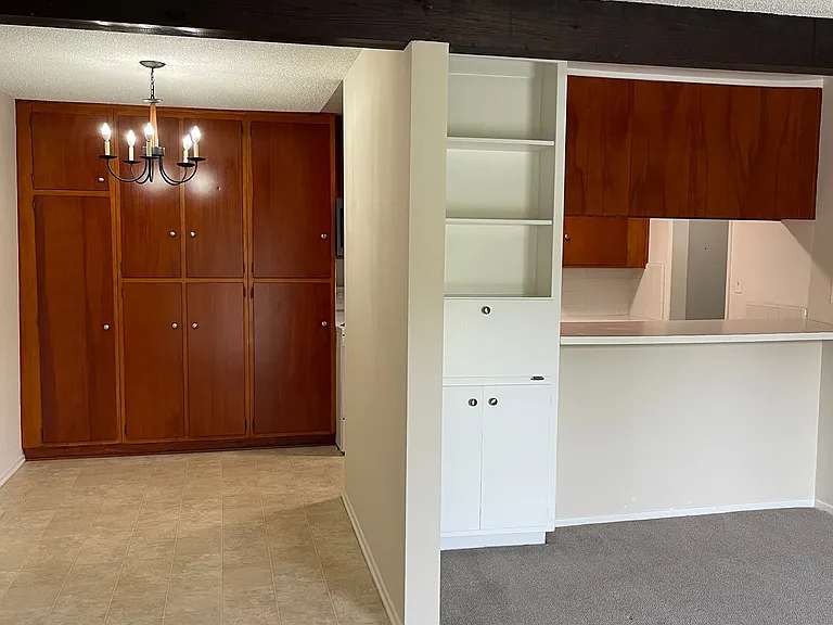 Dining area/cabinets, breakfast bar from living room