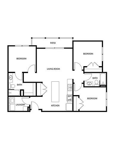 Floor plan 3 Bed 2 Bath
