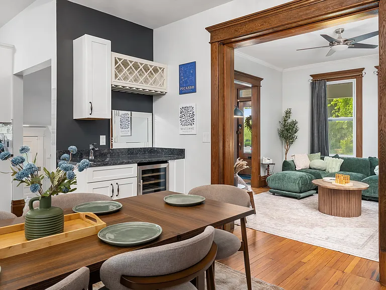 Dining room and view to living room