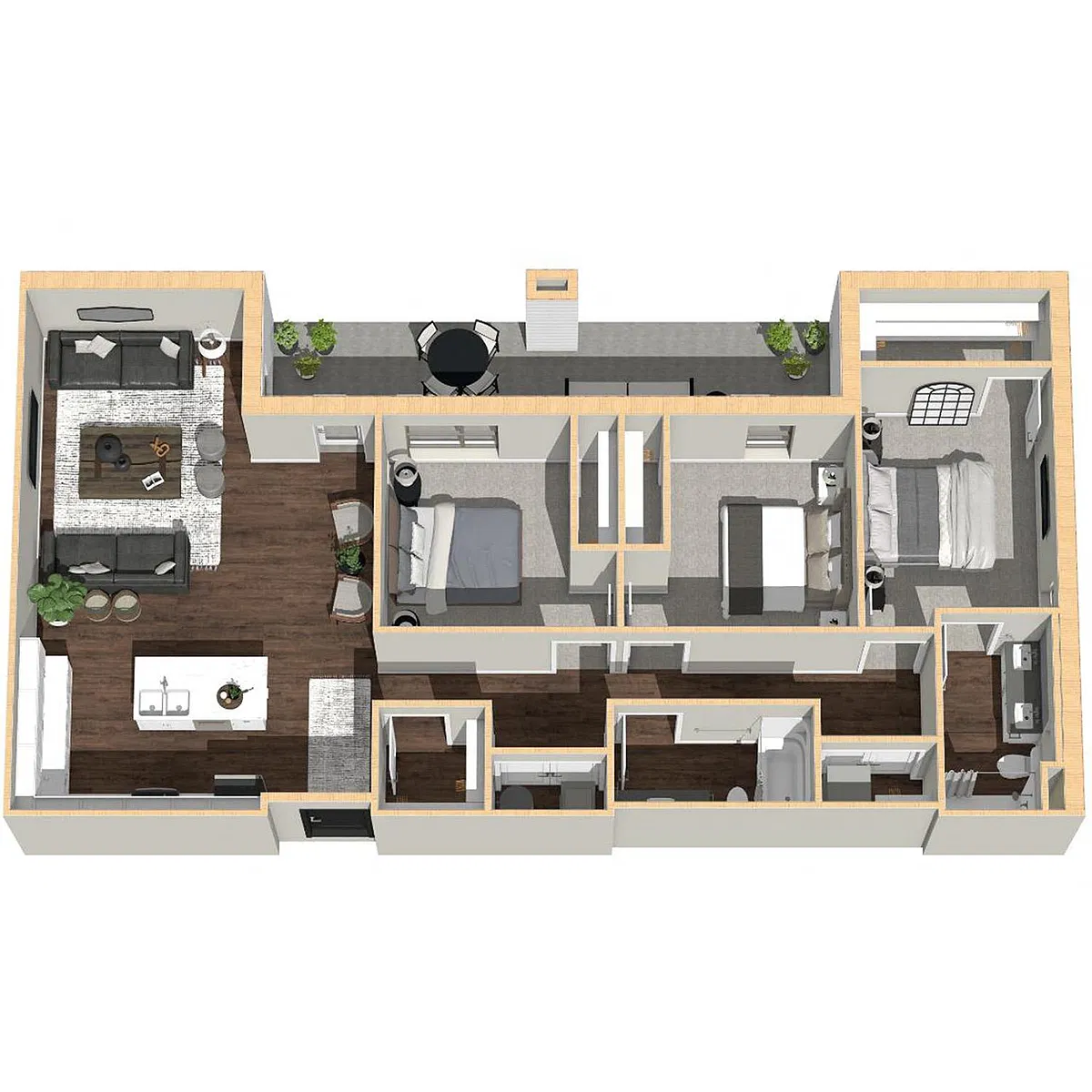 Floor plan 3 Bedroom, 2 Bathroom -1437 SF