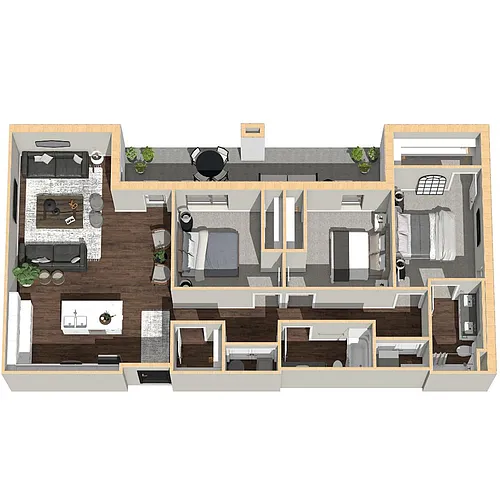 Floor plan 3 Bedroom, 2 Bathroom -1437 SF