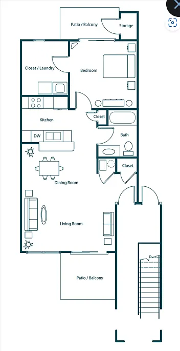 Floor plan 1 Bed 1 Bath