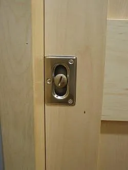 Bathroom pocket door lock.