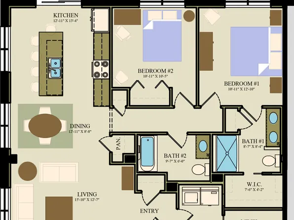 Suites 112, 212, 312 Plan, 117 On The Boulevard